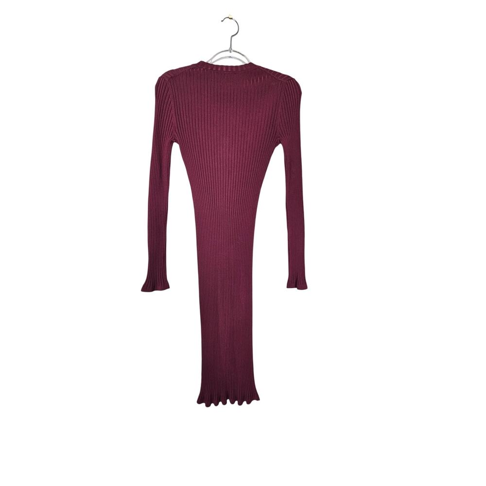 St. John S Burgundy Ribbed Knit Dress Bodycon Minimalist Career Classic - Picture 3 of 5